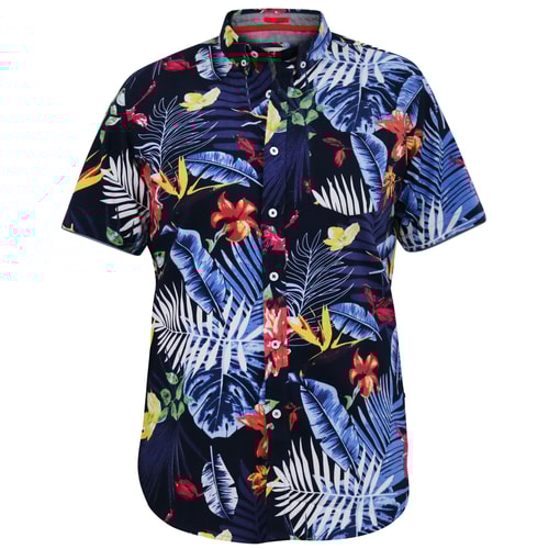 D555 Toby Hawaiian AOP S/S-Hemd mit Button-Down-Kragen, Mehrfarbig